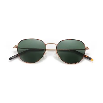 Lunettes de soleil unisexes rondes rétro en métal